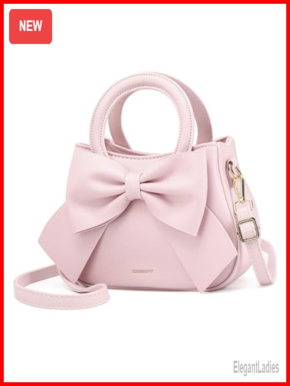Vegan Leather Crossbody Bag Small Satchel with Bow Knot Detachable Strap